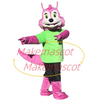 Exercising Pink Squirrel Mascot Costume Exercising Pink Squirrel Mascot Costume