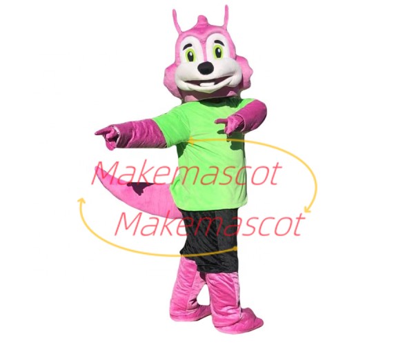 Exercising Pink Squirrel Mascot Costume Exercising Pink Squirrel Mascot Costume