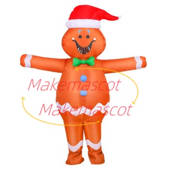 Inflatable Christmas Smiley Gingerbread Man Mascot Costume Inflatable Christmas Smiley Gingerbread Man Mascot Costume