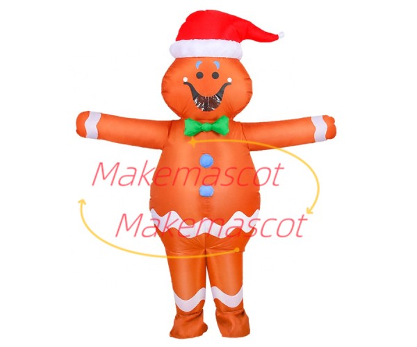 Inflatable Christmas Smiley Gingerbread Man Mascot Costume Inflatable Christmas Smiley Gingerbread Man Mascot Costume