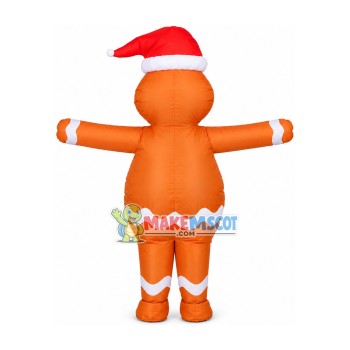 Inflatable Christmas Smiley Gingerbread Man Mascot Costume Inflatable Christmas Smiley Gingerbread Man Mascot Costume