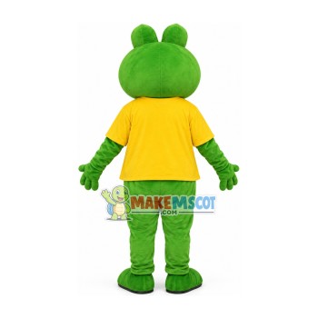 Frog Brother In the Printed Shirt Mascot Costume Frog Brother In the Printed Shirt Mascot Costume