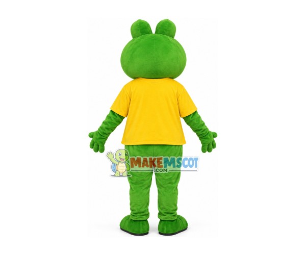 Frog Brother In the Printed Shirt Mascot Costume Frog Brother In the Printed Shirt Mascot Costume