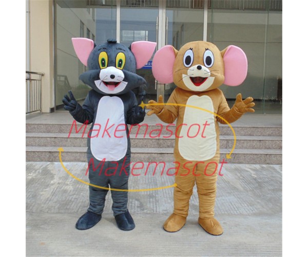 Tom and Jerry Adult Cartoon Mascot Costume Tom and Jerry Adult Cartoon Mascot Costume