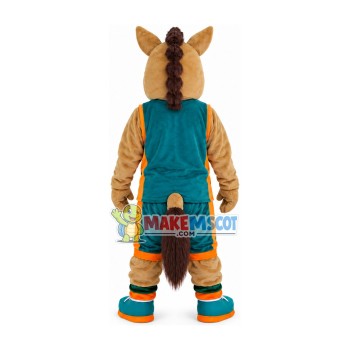Sturdy Green Eyed Horse of Basketball Team Mascot Costume