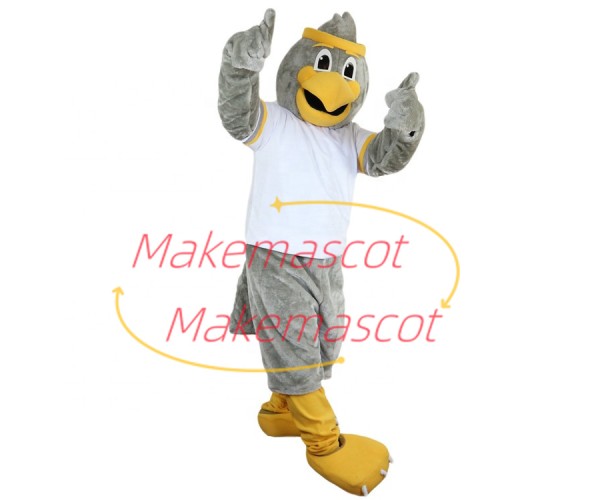 Encouraging Gray Eagle Coach Mascot Costume Encouraging Gray Eagle Coach Mascot Costume