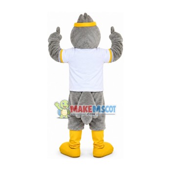 Encouraging Gray Eagle Coach Mascot Costume Encouraging Gray Eagle Coach Mascot Costume