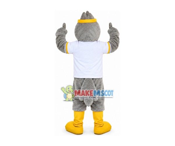 Encouraging Gray Eagle Coach Mascot Costume Encouraging Gray Eagle Coach Mascot Costume