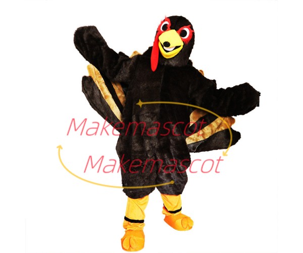 Peacock With Golden Tail Feathers Mascot Costume