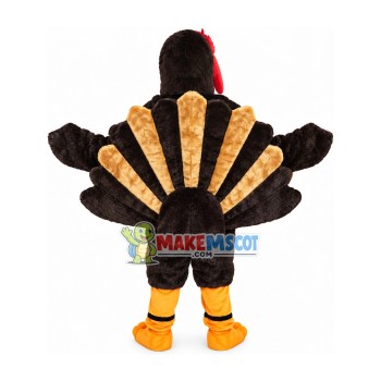 Peacock With Golden Tail Feathers Mascot Costume Peacock With Golden Tail Feathers Mascot Costume