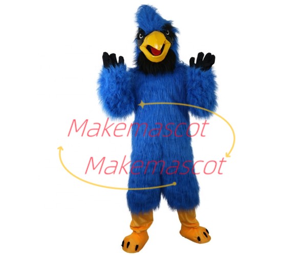 Customized Blue Hairy Falcon Mascot Costume Customized Blue Hairy Falcon Mascot Costume