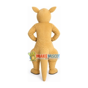 Stout The Jumping Beige Kangaroo Mascot Costume Stout The Jumping Beige Kangaroo Mascot Costume