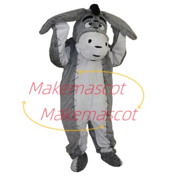 Simple-minded Plush Gray Donkey Mascot Costume