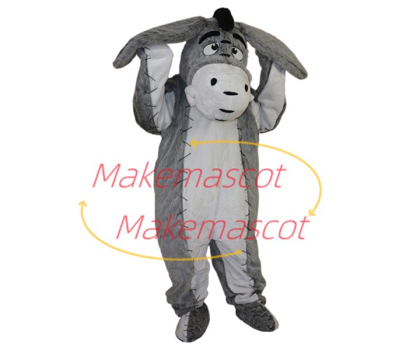 Simple-minded Plush Gray Donkey Mascot Costume