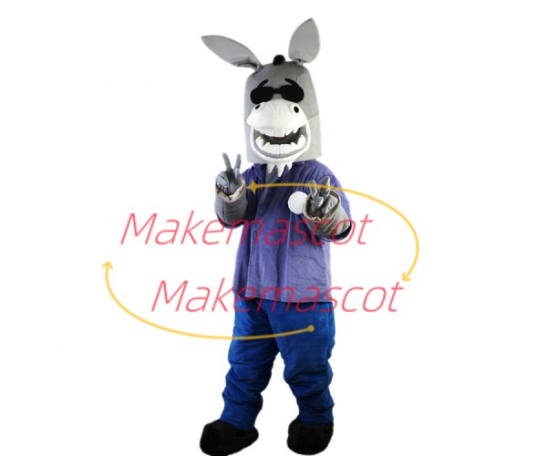 Elated Donkey With Sunglasses Mascot Costume Elated Donkey With Sunglasses Mascot Costume