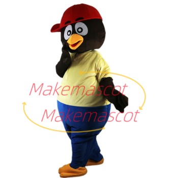 Active Penguin Baby Wearing Peaked Cap Mascot Costume