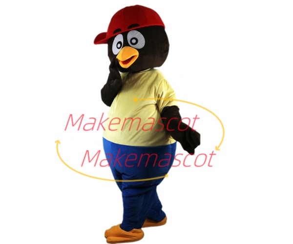 Active Penguin Baby Wearing Peaked Cap Mascot Costume Active Penguin Baby Wearing Peaked Cap Mascot Costume