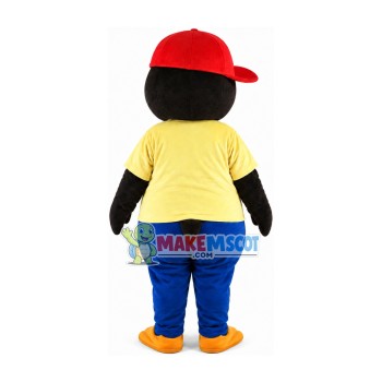 Active Penguin Baby Wearing Peaked Cap Mascot Costume Active Penguin Baby Wearing Peaked Cap Mascot Costume
