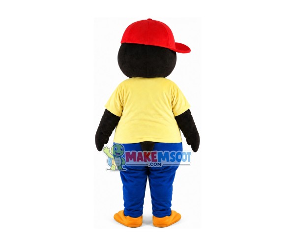 Active Penguin Baby Wearing Peaked Cap Mascot Costume Active Penguin Baby Wearing Peaked Cap Mascot Costume
