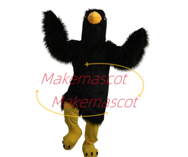 The Jumping Black Long Fur Bird Mascot Costume The Jumping Black Long Fur Bird Mascot Costume