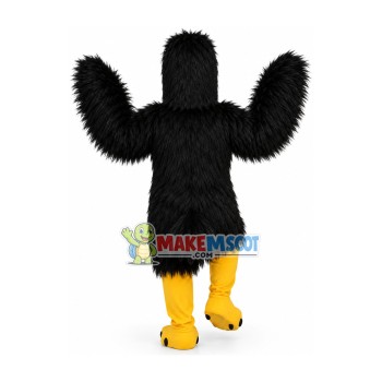 The Jumping Black Long Fur Bird Mascot Costume The Jumping Black Long Fur Bird Mascot Costume