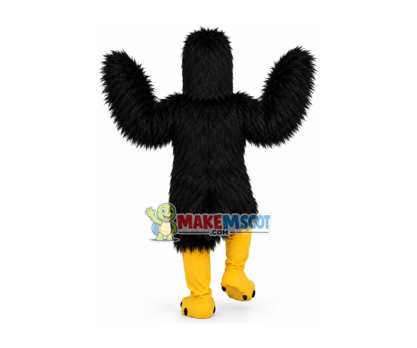 The Jumping Black Long Fur Bird Mascot Costume The Jumping Black Long Fur Bird Mascot Costume