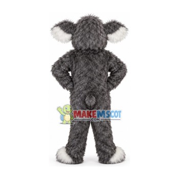 Strong Grey Shaggy Dog Mascot Costume