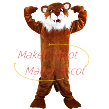 Brown Tiger Showing Strength Mascot Costume Brown Tiger Showing Strength Mascot Costume