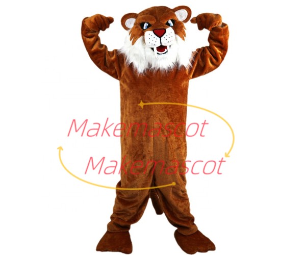 Brown Tiger Showing Strength Mascot Costume Brown Tiger Showing Strength Mascot Costume