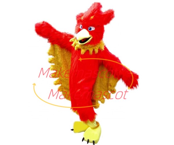 Rare Red Hairy Flame Bird Mascot Costume