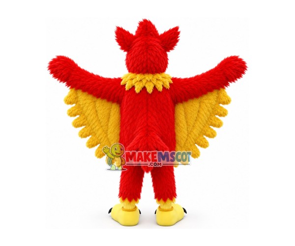 Rare Red Hairy Flame Bird Mascot Costume Rare Red Hairy Flame Bird Mascot Costume
