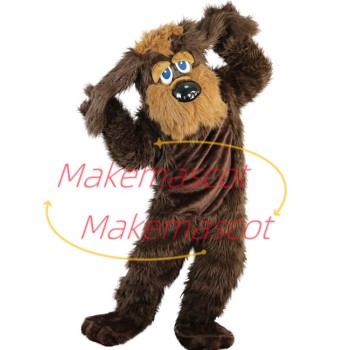 Mischievous Brown Furry Dog Mascot Costume