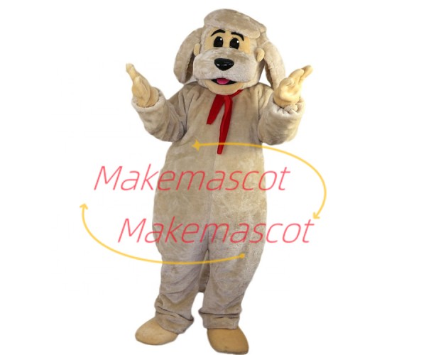 Dressed Up Pet Dog With Red Scarf Mascot Costume Dressed Up Pet Dog With Red Scarf Mascot Costume