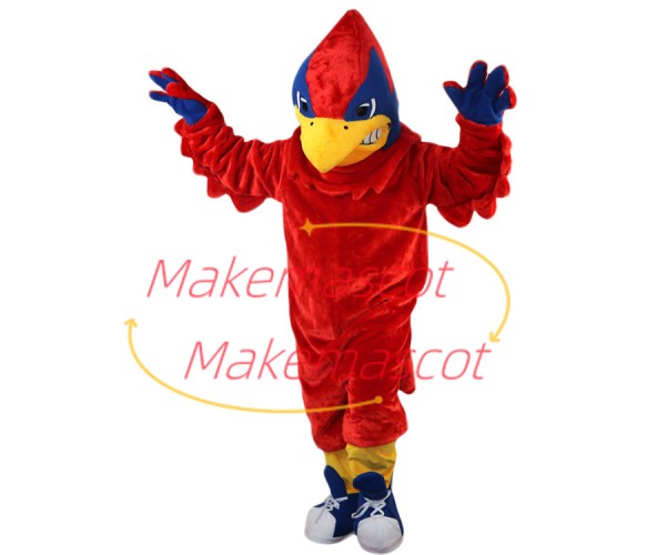 Passionate Red Falcon On Match Mascot Costume Passionate Red Falcon On Match Mascot Costume