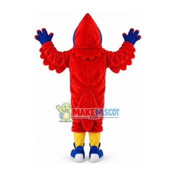 Passionate Red Falcon On Match Mascot Costume Passionate Red Falcon On Match Mascot Costume
