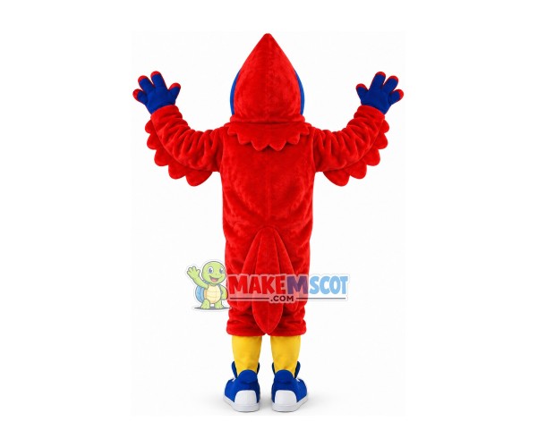 Passionate Red Falcon On Match Mascot Costume Passionate Red Falcon On Match Mascot Costume