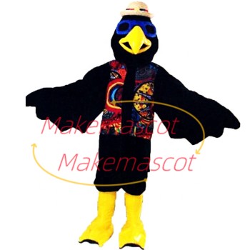 Vacation Eagle In National Vest Mascot Costume Vacation Eagle In National Vest Mascot Costume