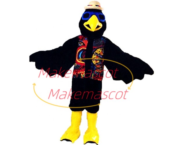 Vacation Eagle In National Vest Mascot Costume