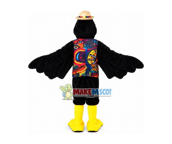 Vacation Eagle In National Vest Mascot Costume Vacation Eagle In National Vest Mascot Costume