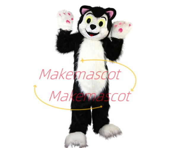 Likable Furry Husky With Pink Ears Mascot Costume Likable Furry Husky With Pink Ears Mascot Costume
