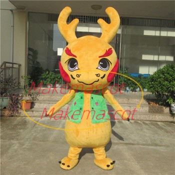 Flame Dragon With Powerful Horns Mascot Costume Flame Dragon With Powerful Horns Mascot Costume