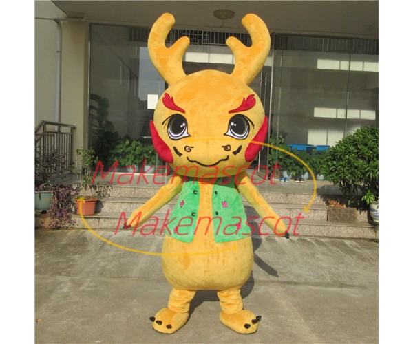 Flame Dragon With Powerful Horns Mascot Costume