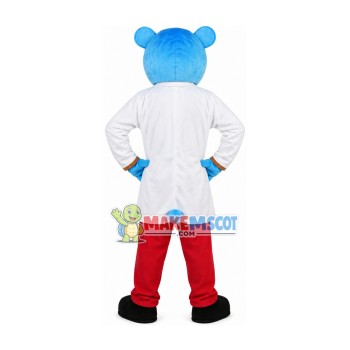 Auscultated Doctor Blue Bear Mascot Costume Auscultated Doctor Blue Bear Mascot Costume