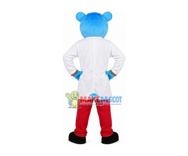 Auscultated Doctor Blue Bear Mascot Costume Auscultated Doctor Blue Bear Mascot Costume