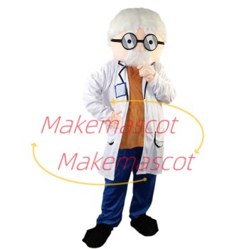 Experienced Old Expert Doctor Mascot Costume Experienced Old Expert Doctor Mascot Costume
