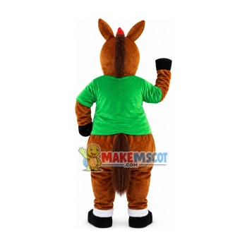 The Standing Donkey In Green Shirt Mascot Costume