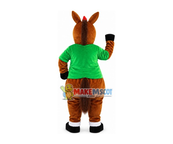 The Standing Donkey In Green Shirt Mascot Costume The Standing Donkey In Green Shirt Mascot Costume