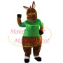 The Standing Donkey In Green Shirt Mascot Costume
