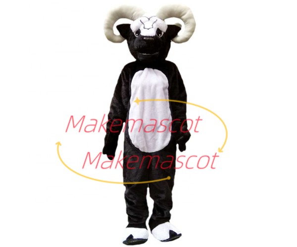 Adult Black Goat With Hale Horns Mascot Costume Adult Black Goat With Hale Horns Mascot Costume
