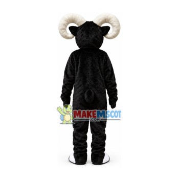Adult Black Goat With Hale Horns Mascot Costume Adult Black Goat With Hale Horns Mascot Costume